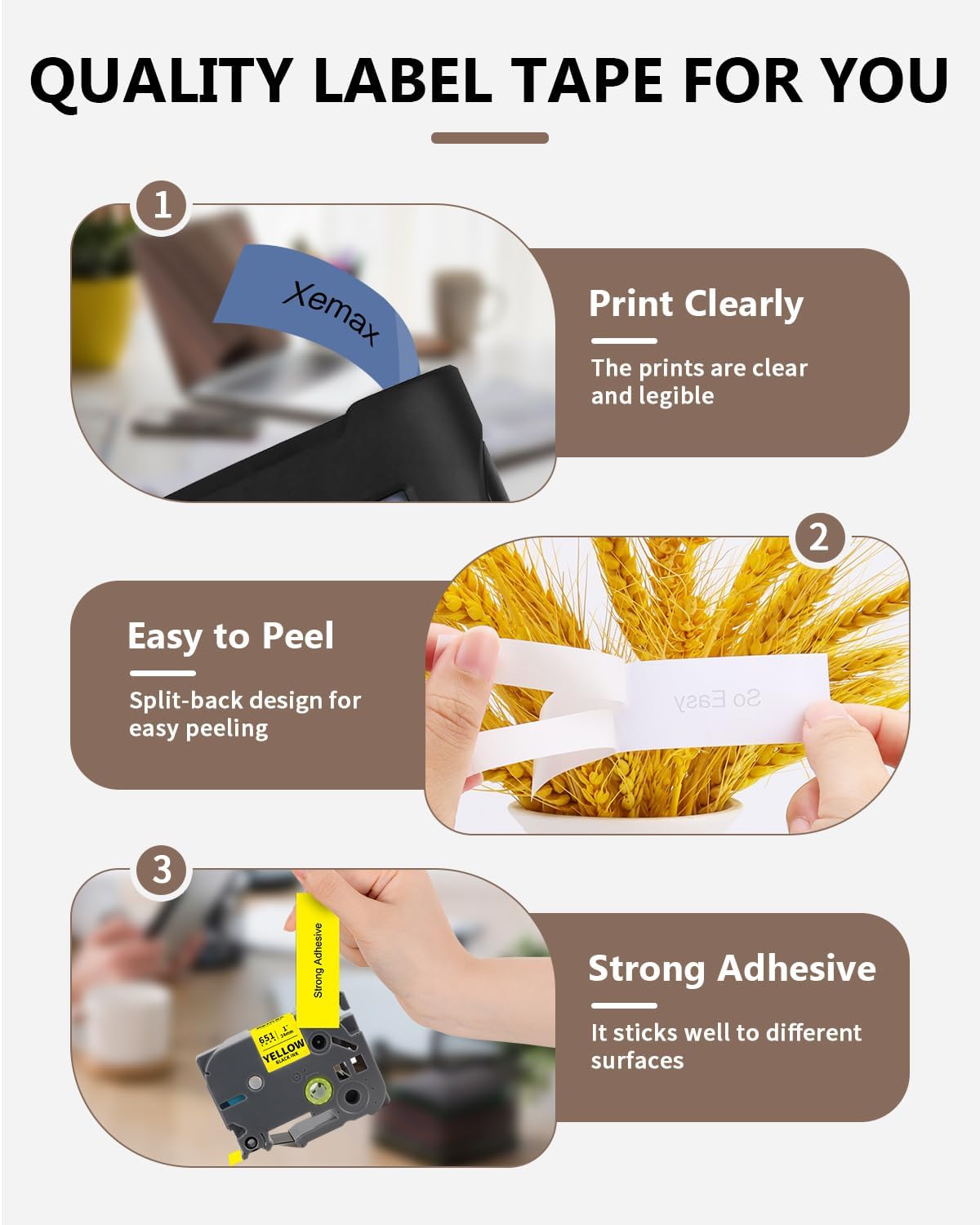 Multi-Color Tze 24mm 0.94" Label Tape Compatible for Brother P Touch Tz Tape Laminated 1 Inch Refills for PTouch PT-D600 PT-D610BT PT-P710BT PTP750W, White/Clear/Red/Blue/Yellow/Green, 6 Pack