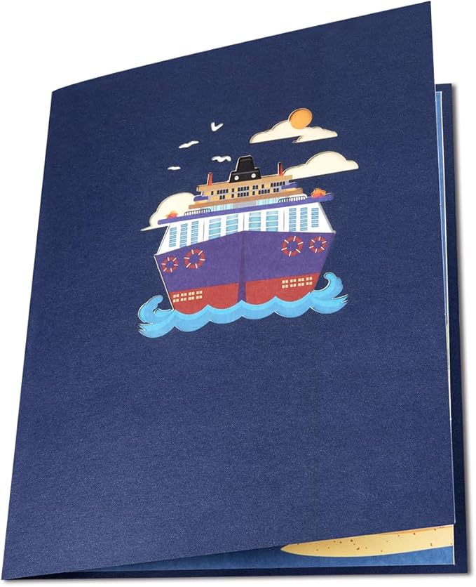 Cruise Ship Father's Day Card, Pop Up Birthday Card, Happy Anniversary Card, Pop Up Greeting Card for All Occasion with Envelope.