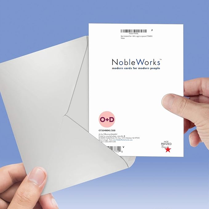 NobleWorks - 1 Funny Men's Birthday Card - Hilarious Bday Greeting Card with Envelope, Sassy Celebration - Best Husband Ever C7354BDG