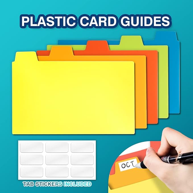 H4D 3x5 Index Card Case with 100 Heavyweight Ruled Index Cards and Dividers, Black