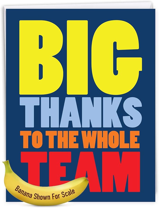 NobleWorks - Jumbo Thank You Greeting Card (Team) 8.5 x 11 Inch with Envelope (1 Pack) Large To The Whole Team J9150TYG