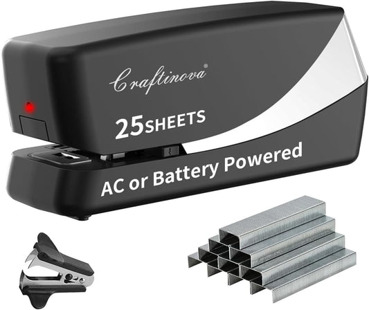 Electric Stapler, Automatic Stapler, Include 2000 Staples and 1 Staple Remover, Heavy Duty, Store 210 Staples,AC or Battery Powered, 25 Sheet Capacity.