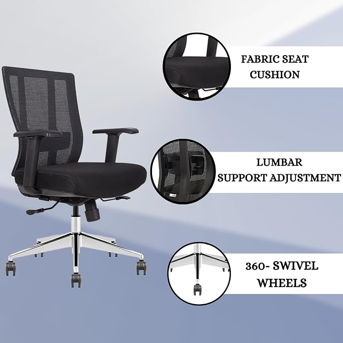 Ergonomic Conference Room Chair Mesh Back with Seat Slide - Adjustable Lumbar Support Computer Desk Chair with Height Adjustable Arms - 5-Star Polished Aluminum Base (Pack of 6)