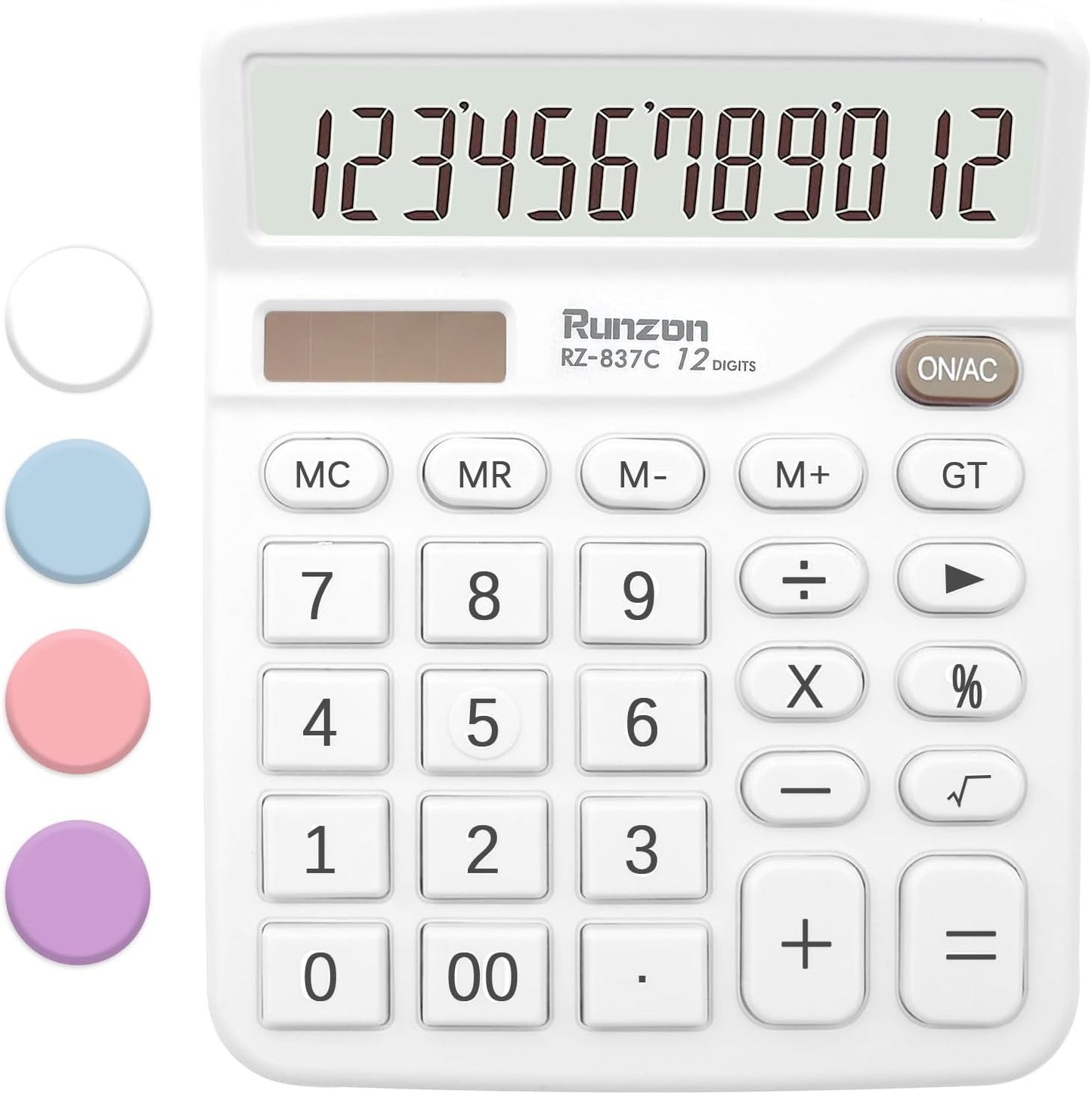 Basic Office Desktop Calculator - 12 Digit, Large LCD Display, Sensitive Buttons for White Office Supplies and School Supplies