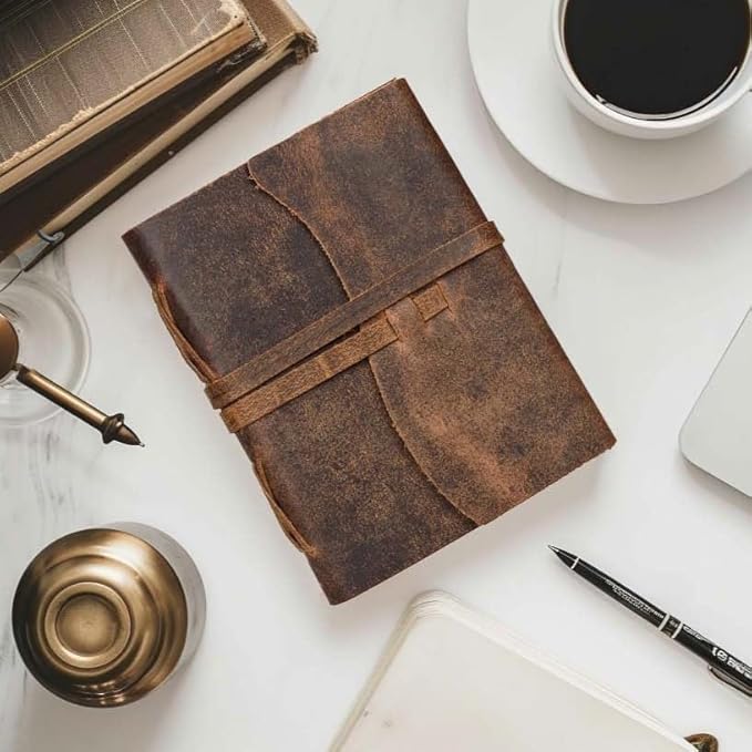LEATHER VILLAGE Vintage Leather Journal 6"x4" - Brown | 240 Lined Pages | Rustic Notebook for Travel, Office & Personal Use | Handmade College Ruled Diary for Men & Women