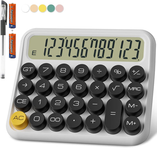 Mechanical Calculator 12 Digit Extra Large 5-Inch LCD Display, DECKLIT Battery Desk Calculator, Big Buttons Easy to Press Use as Office Calculators Desktop, 15°Tilt Screen for Kids Calculator(Black)