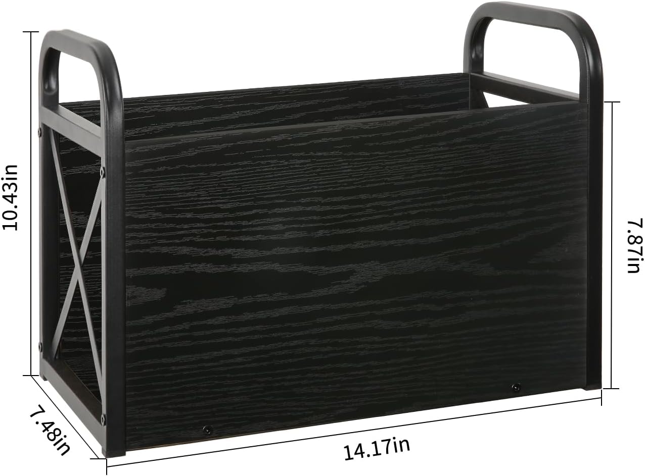 YINMIT Magazine Holder, Magazine Rack Floor, Magazine Storage Basket, Folder Organizer Bin for Books, Newspapers, Tablets (Black)