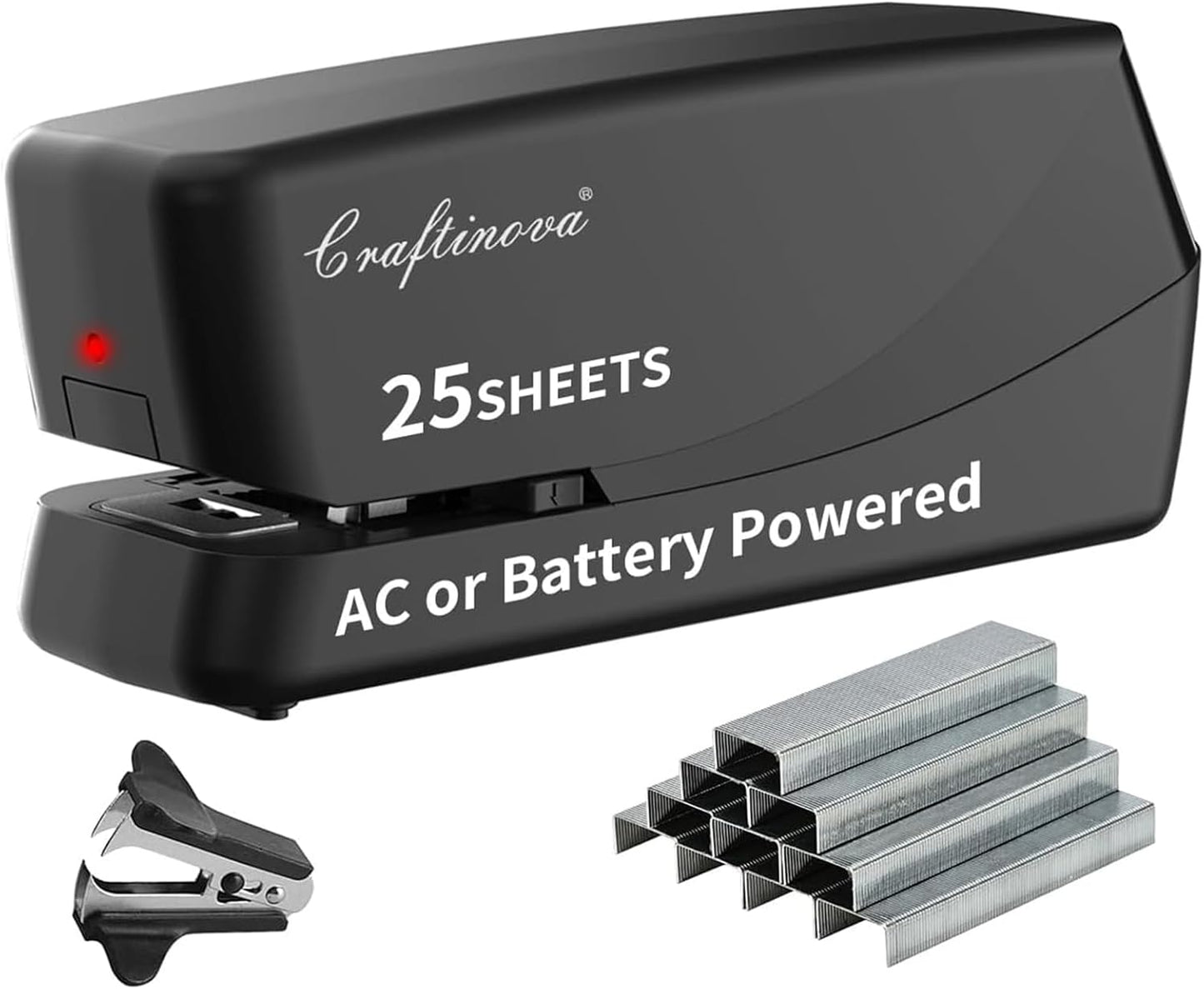 Electric Stapler,Automatic,Inclued 2000 Staples and 1 Staple Remover, Heavy Duty Can Store 210 Staples,AC or Battery Powered Stapler Heavy Duty, 25 Sheet Capacity.