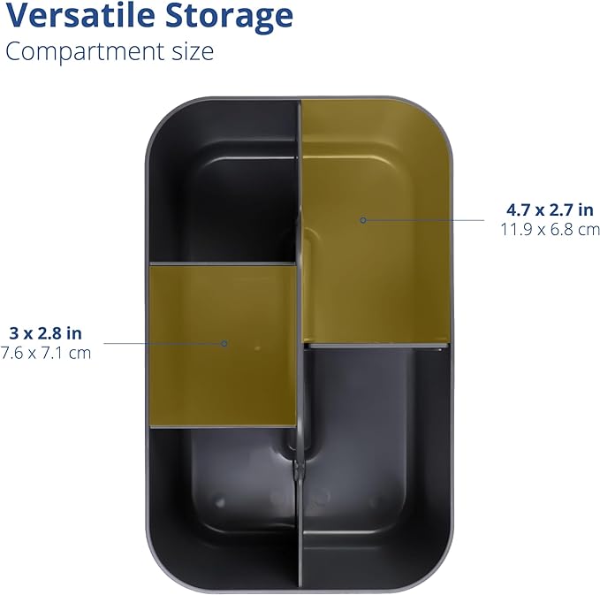 BLUE GINKGO Stackable Organizer Caddy – Korean-Made Portable Tote for Bathroom, Office, Crafts, or School Supplies (Rectangle, Gray)