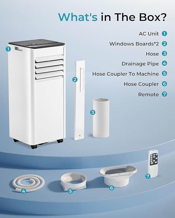 EUHOMY 10,000 BTU Portable Air Conditioners Up to 450 sq.ft, 3-1 Standing Smart Cooling AC with Remote, Dehumidifier, Fan, Air Conditioner Cools Room, 3 Modes, 24-hour timer, LED Display, Bedroom