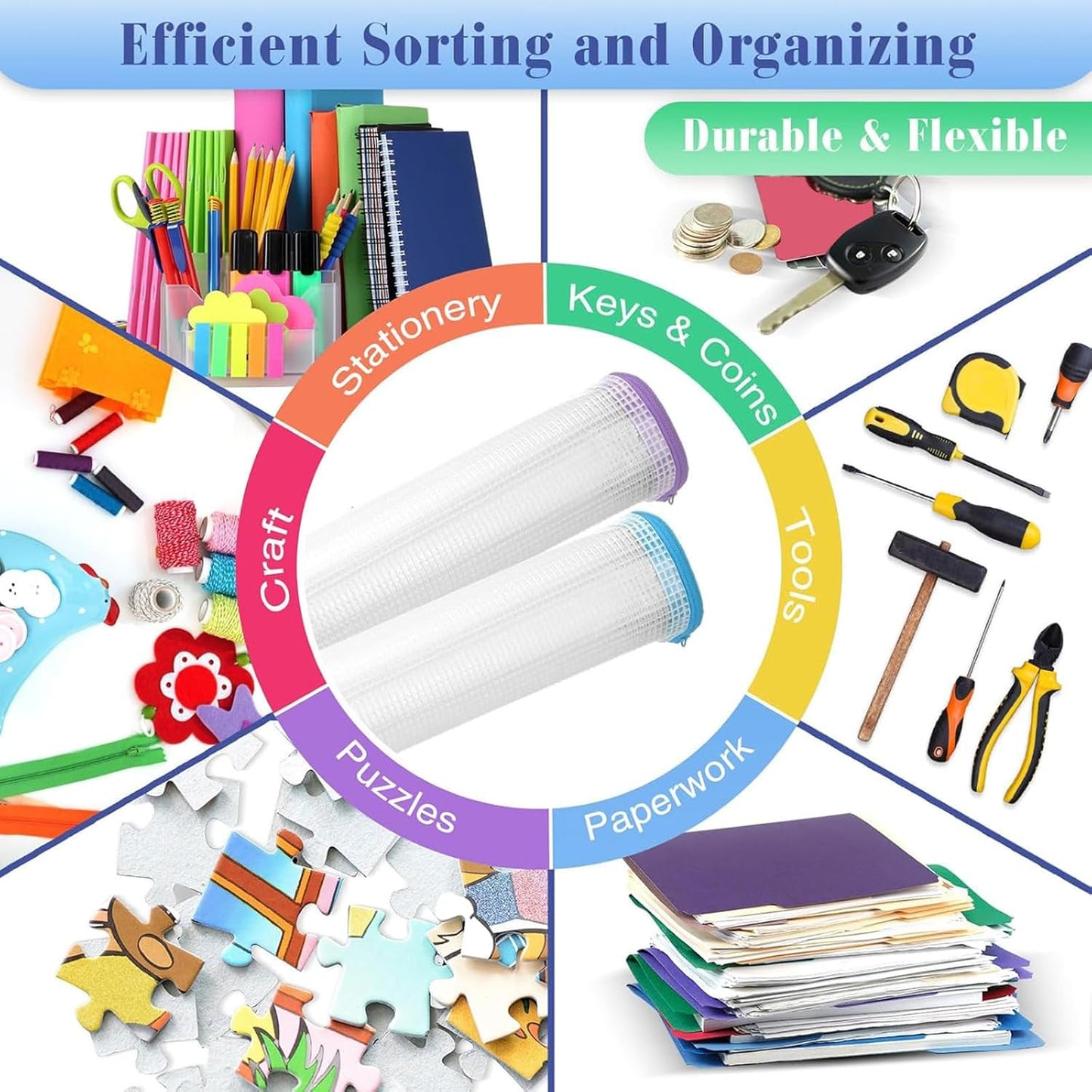 Jetec 32 Pcs Mesh Zipper Bags Toy Storage Bikini Organizer Bag Bolsas Para Guardar Trajes De Baño Waterproof Zipper Reusable Pouch Puzzle Multipurpose for Storage Office(Classic Color,9.5 x 4.5 Inch)