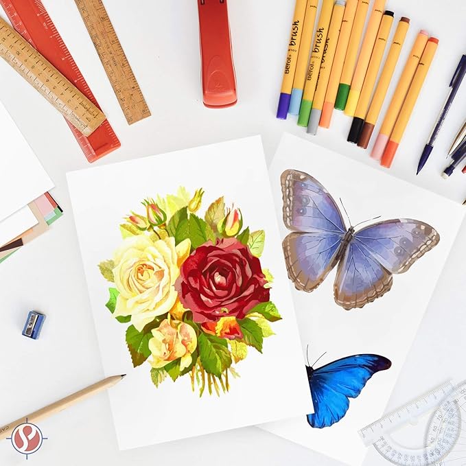 A5 Premium White Cardstock| For Copy, Printing, Writing | 5.83" x 8.27" inches (148 x 210 mm - Half of A4) | Full ream of 100 Sheets | 65lb