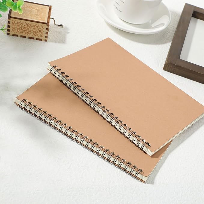 Epakh 22 Packs Spiral Notebook Hard Cover Spiral Journal, Wide Ruled Pages, 50 Sheets 100 Pages, Lined Style(Brown,A5)