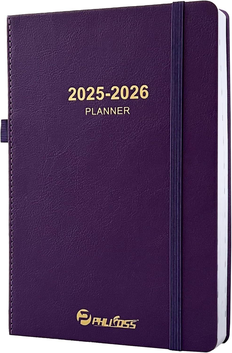 Daily Planner 2025-2026, One Page Per Day, Academic Planner (July 2025 - June 2026), Appointment Book with Time Slots and Monthly Tabs, 5.7" x 8.25", Pocket, Leather Cove (Purple)