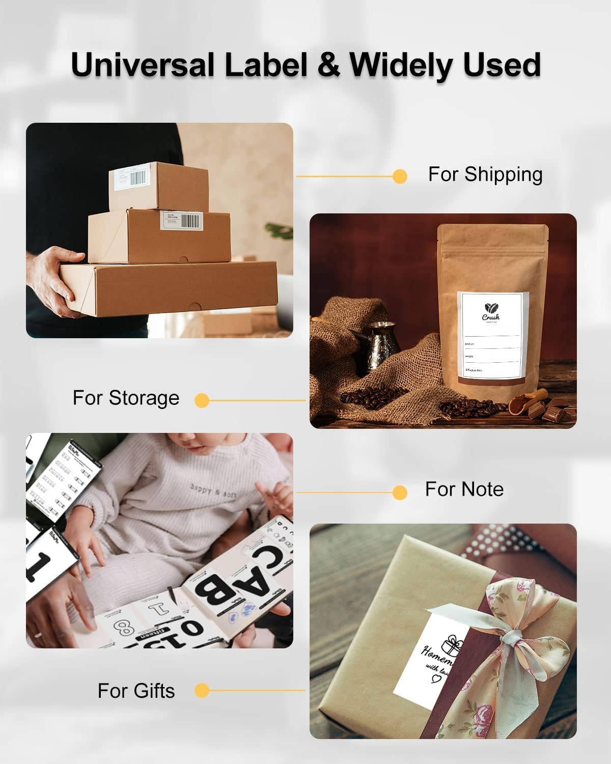 Phomemo 4x6 Shipping Labels, 500 PCS Fan-Fold Thermal Labels, Compatible with MUNBYN,JADENS,Nelko,Phomemo 241bt,243BT, D450BT,D520BT,2411BT Label Printer,Water/Oilproof Label Stickers for Address Mail