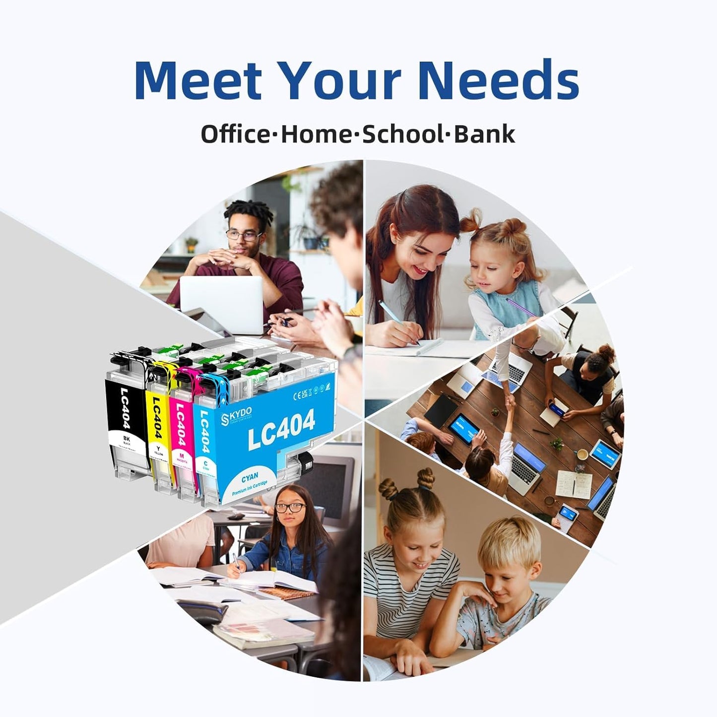 LC404 MFC-J1205W LC404XL Ink Cartridges Replacement Compatible for Brother LC 404 LC404XL LC-404 Work with MFC-J1205W MFC-J1215W MFC-J1205W XL Printer (4 Pack, Black Cyan Magenta Yellow)