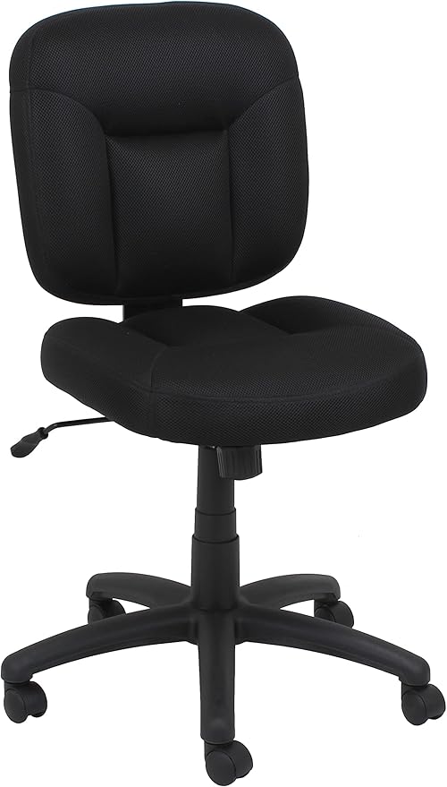Amazon Basics Low-Back Office Desk Chair, Adjustable Height, 360 Degree Swivel, Fabric Upholstery, Black