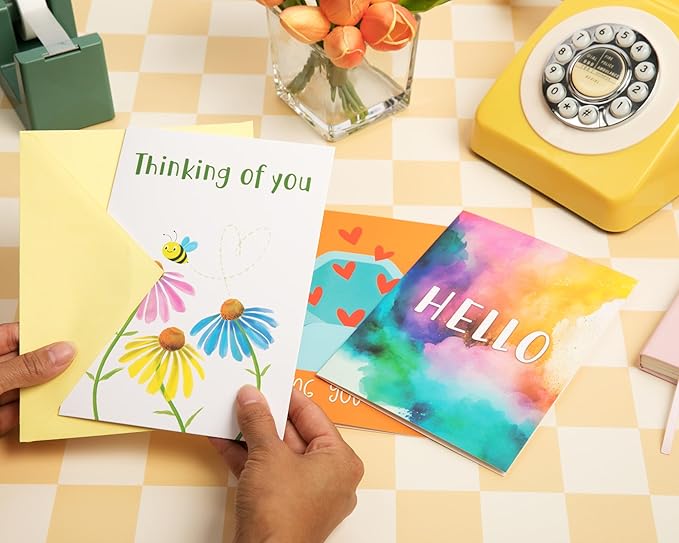 Thinking of You Cards with Envelopes, Set of 24 Large 5x7 Thinking of You Cards Assortment Box with Envelopes and Gold Seals