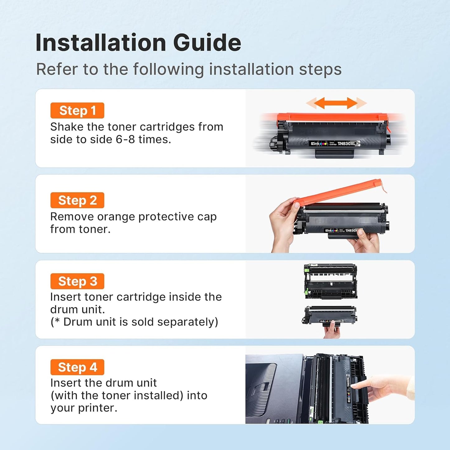 E-Z Ink Compatible TN830 Toner Cartridge Replacement for Brother TN830 TN830XL TN 830 Toner Cartridges to use with HL-L2460DW DCP-L2640DW HL-L2400D HL-L2480DW HL-L2405W MFC-L2820DW Printer (1 Black)