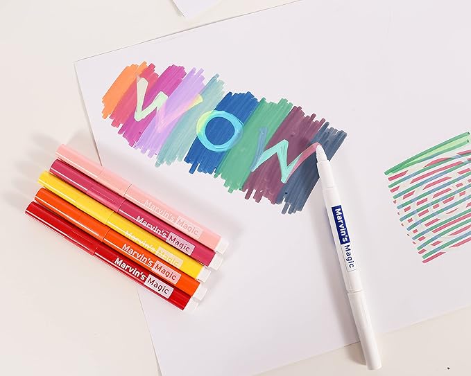 Marvin's Magic - 30 Amazing Magic Pens - Color Changing Pen Art - Create 3D Lettering, Write Secret Messages - Stationery Supplies, Art Supplies for Kids, Coloring Markers and Kids Drawing Kit