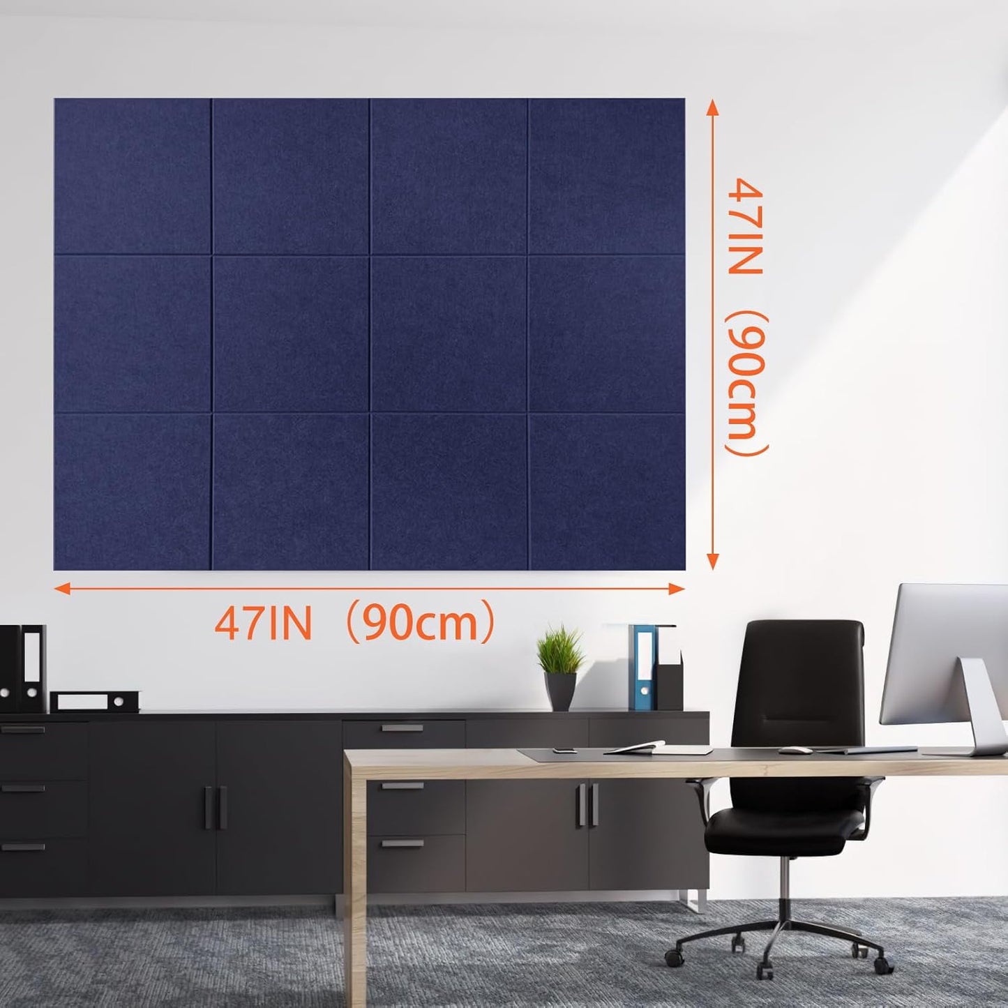 Cork Boards for Walls 48" x 36" Felt Board Alternative, 12 Pack Felt Wall Tiles Bulletin Board, Large Cork Board for Office Pin Board Tack Board Cork Boards