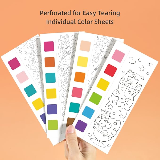 Mideer Watercolor Painting Book for Kids Ages 4-8, Pocket Watercolor Painting Book Arts and Crafts for Toddlers, Travel Activities Paint with Water Coloring Book Set for Kids 3-8 (Fairy Tale Dream)