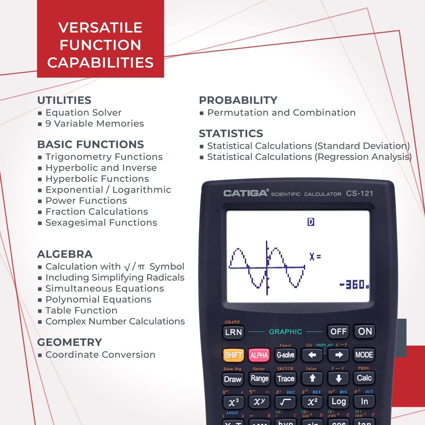Scientific Calculator with Graphic Functions - Multiple Modes with Intuitive Interface - Perfect for Beginner and Advanced Courses, High School or College