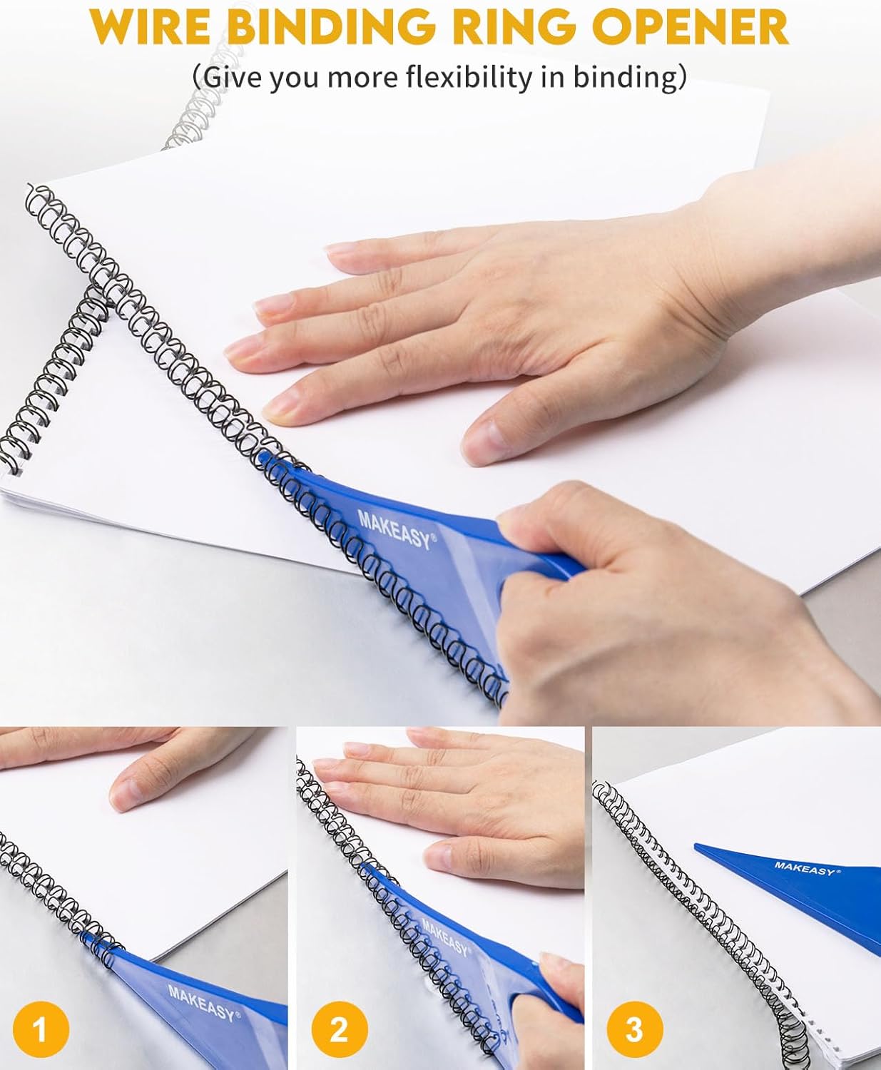 MAKEASY Binding Machine - Wire Binding Machine, 34 Hole, 15 Sheets Punch Capacity, Metal Book Maker Machine with 1 Box Wire Spines & Ring Opener