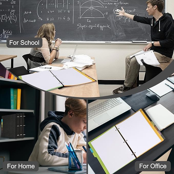 2 Pcs Pivotable Refillable Notebook, 3 Ring Binder Notebooks 1 Inch, Notebook with Dividers and Pockets, Folder Notebook, Flexible Binder, Soft Binders 3 Ring, Foldable Binder- Black