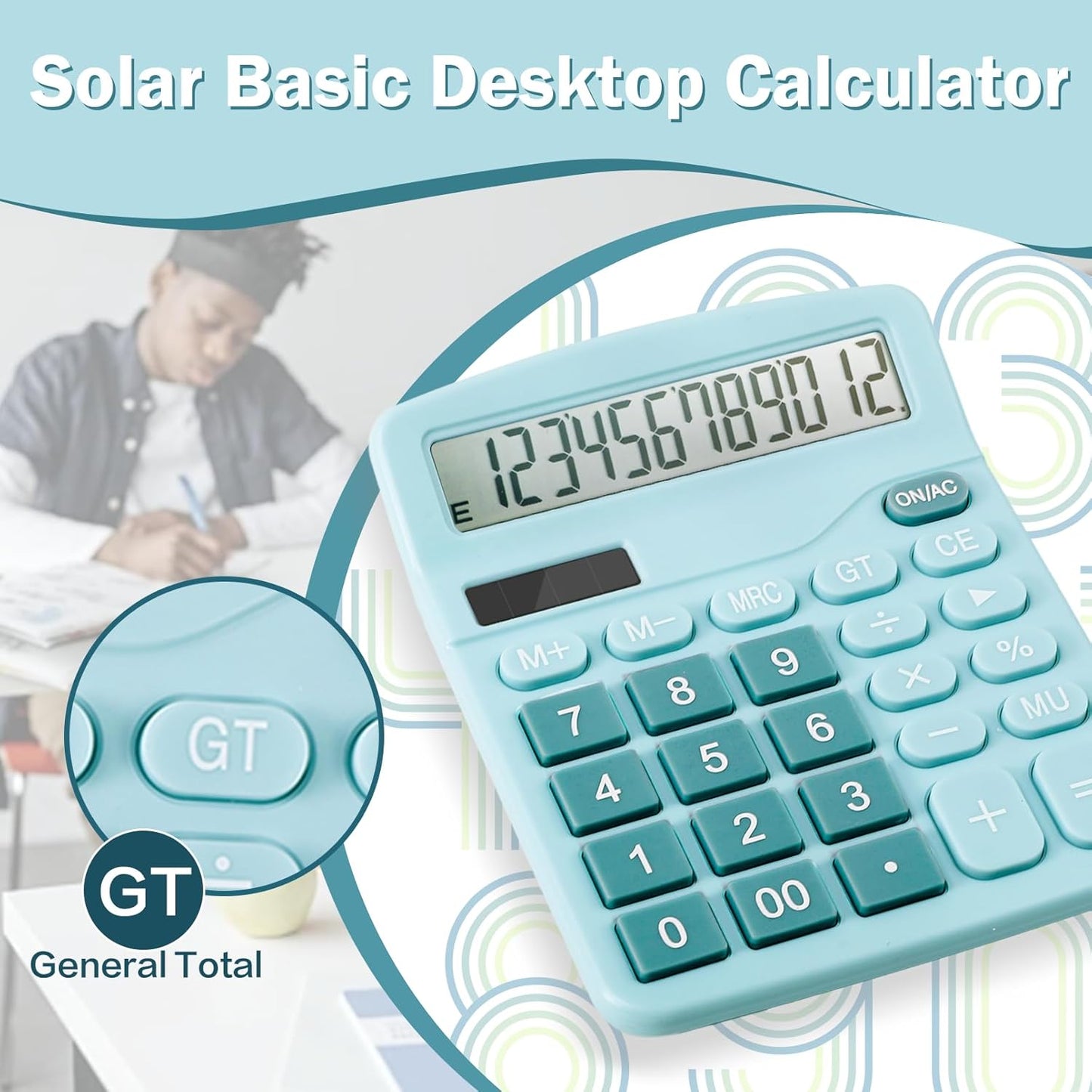 12-Digit Calculator, Desktop Calculators with Big Buttons and Large Display,Office Calculators Desktop,Solar Battery Dual Power,Desk Calculator for Office Home(Blue,8 Pack)