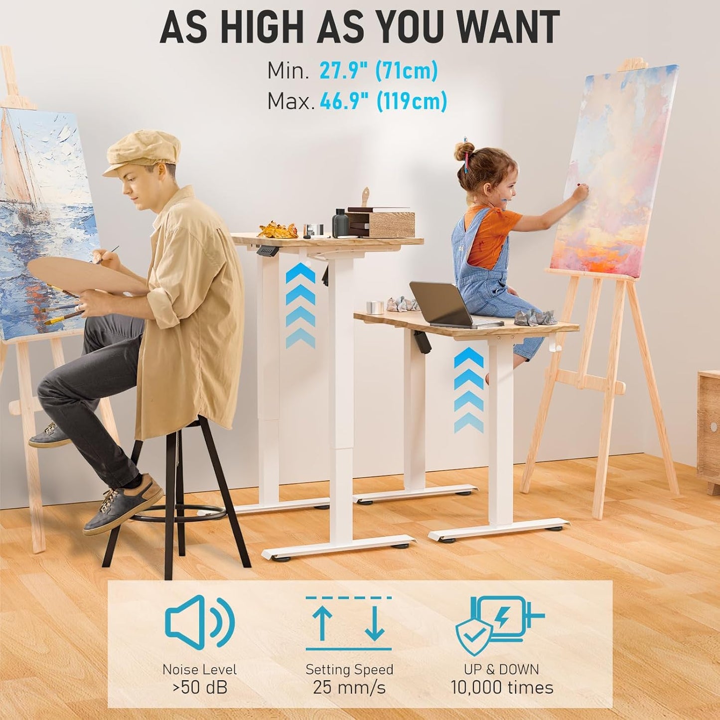 40 * 24 Electric Standing Desk, Adjustable Height Sit Stand Up Desk, Motorized Home Office Computer Gaming Workstation Desk