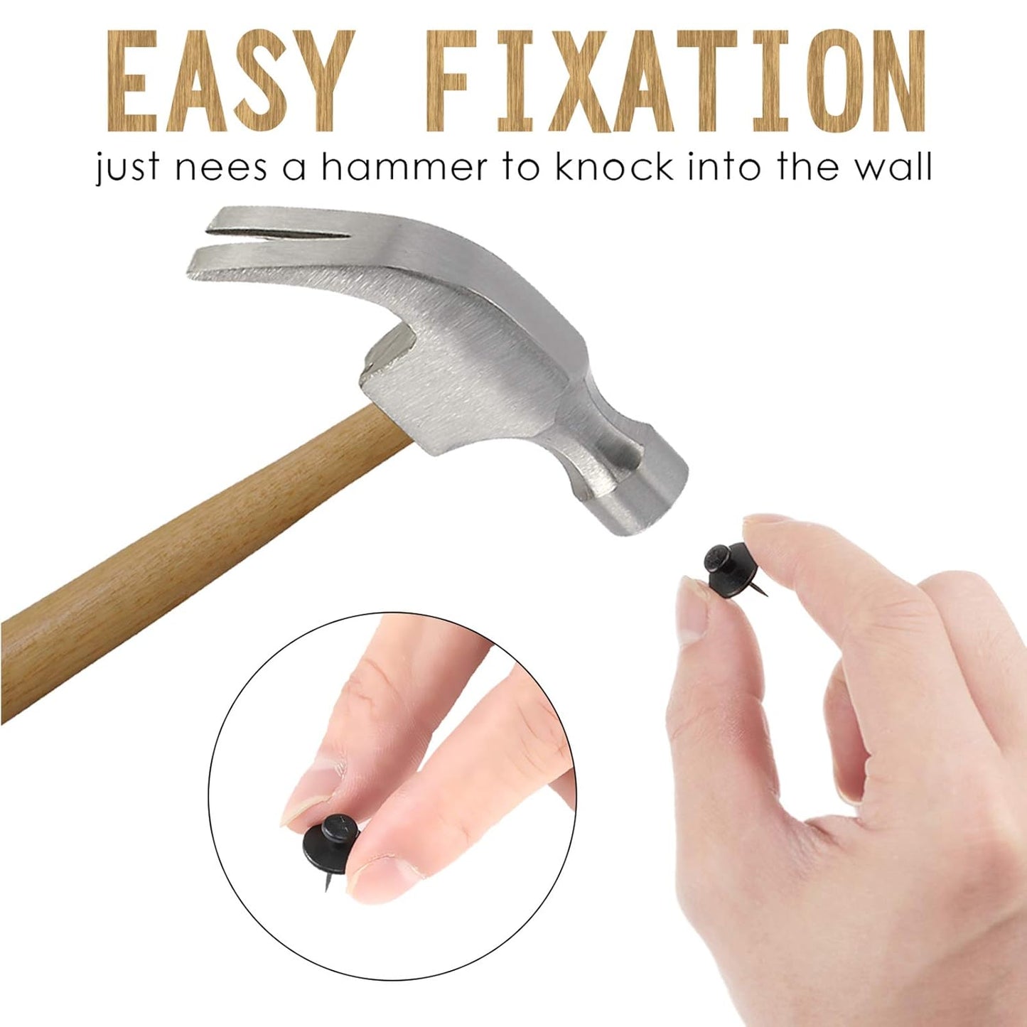 Push Pins Picture Hangers Double Headed Thumb Tacks Wall Hooks for Wall Hangings Picture Hangers Nails Small Photo Hanging Hook Pins for Home Office Photo Decor(Black,25 Pieces)