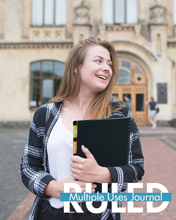 5 Subject Notebook - Spiral Notebook, College Ruled Notebook With Dividers Pocket, Tabs, 11" Ruler, 300 Pages, for Writing Journal, Home & Office, School Supplies, 8.5x11'' CoCo Brown150 Sheets