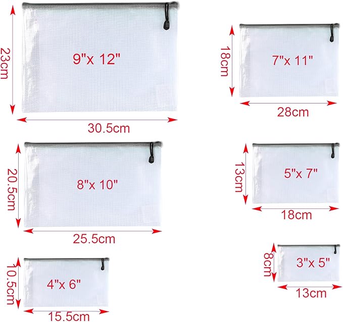 OAIMYY-20 Pcs 7"x 11" Mesh Zipper Pouch Bags, Zipper Bags for Organizing Storage,Zipper Pouches, Letter Size, File Bags for School,Puzzle, Board Games and Office Supplies (Color)