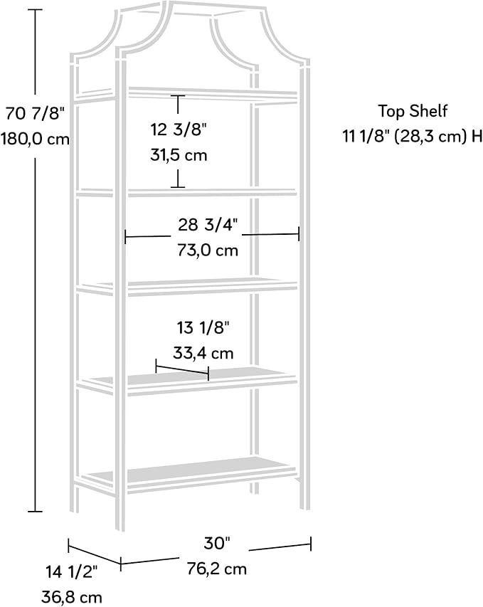 Sauder International Lux Open Shelving, Deco Stone Finish