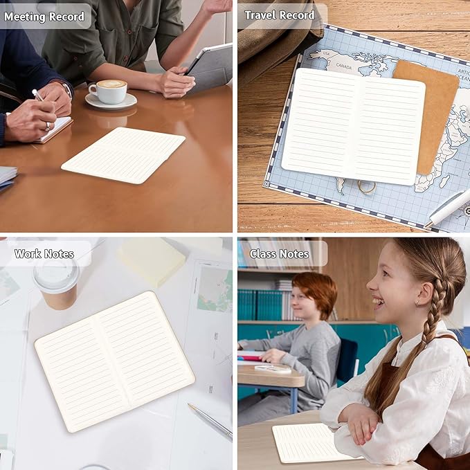 32PCS Mini Notebooks Bulk, 3.5" x 5.5", Brown, 60 Pages Lined Paper Small Pocket Notebook Set, Mini Journal Memo Notepads for Kids, Students, Traveler, School Office Supplies