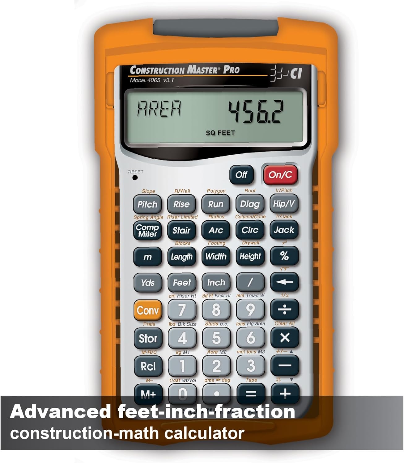 Calculated Industries 4065 Construction Master Pro Advanced Construction Math Feet-inch-Fraction Calculator for Contractors, Estimators, Builders, Framers, Remodelers, Renovators and Carpenters
