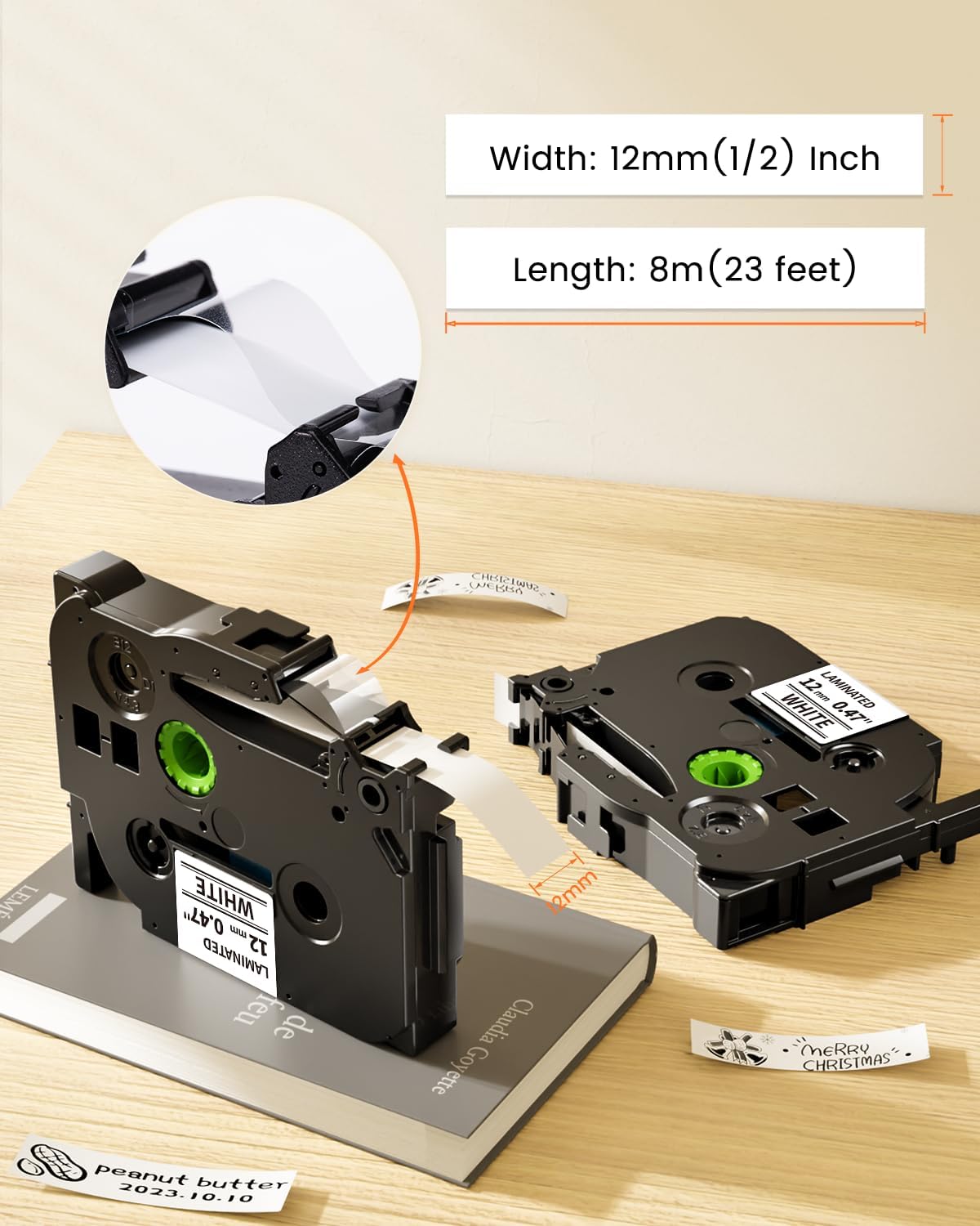 Colorty TZ Tape Compatible with Brother P-Touch Label Tape TZ TZe 12mm 0.47 Laminated White 1/2" Black on White TZe-231 TZE231 for PTH110 D210 D220 D410 D600 1090 1280 1880 2040, 20-Pack