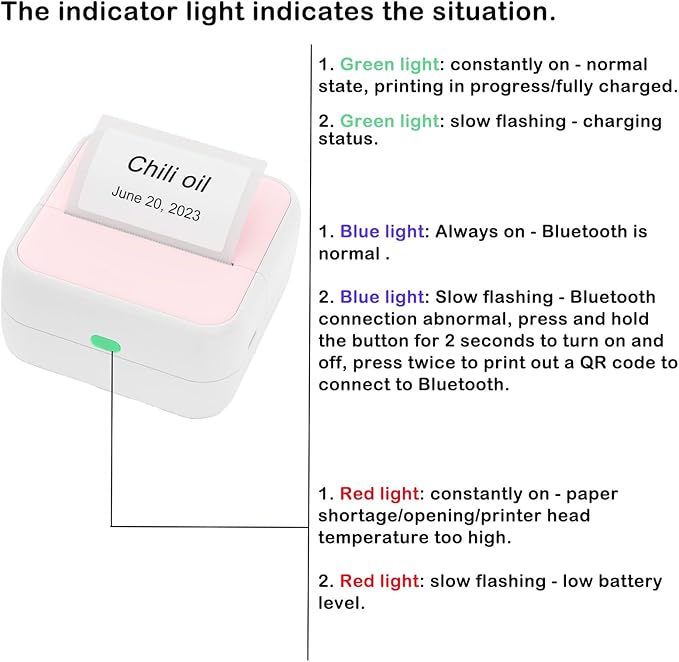 Mini Printer Sticker Printer Bluetooth for Phone Portable Thermal Print for Photo,Note,Journal,Memo,with 6 Rolls Thermal Paper(Pink)