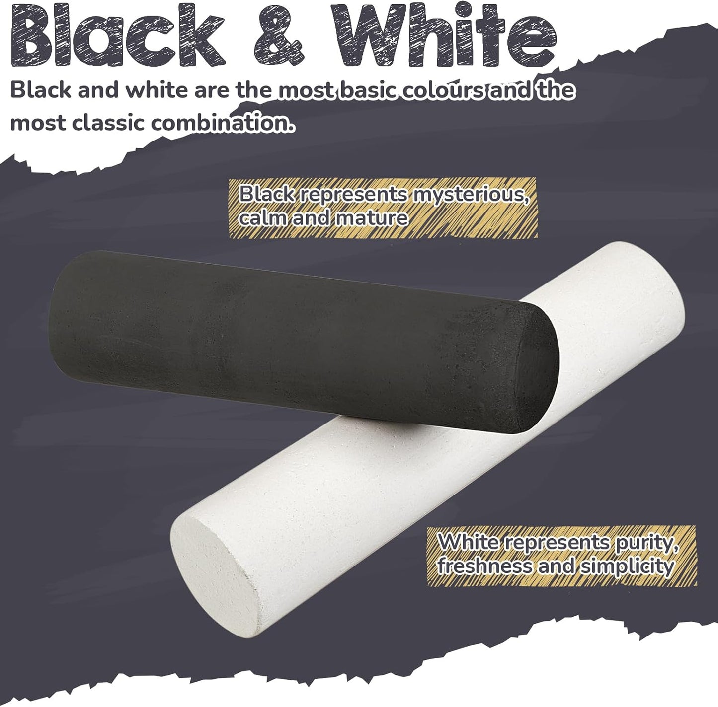 100 Pcs Sidewalk Chalk for Kids Jumbo Black White Washable Non Toxic Chalk for Classroom Outdoor Fun Creativity Art Play Painting on Chalkboard Playground Blackboard Easter Party