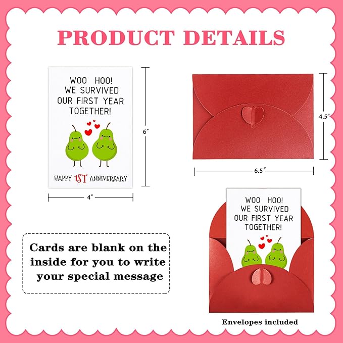 FaCraft Funny Anniversary Card for Him Her 1 Year Anniversary Card for Boyfriend Girlfriend One Year Anniversary Wedding Dating Card We Survived Our First Year Together Card for Husband Wife