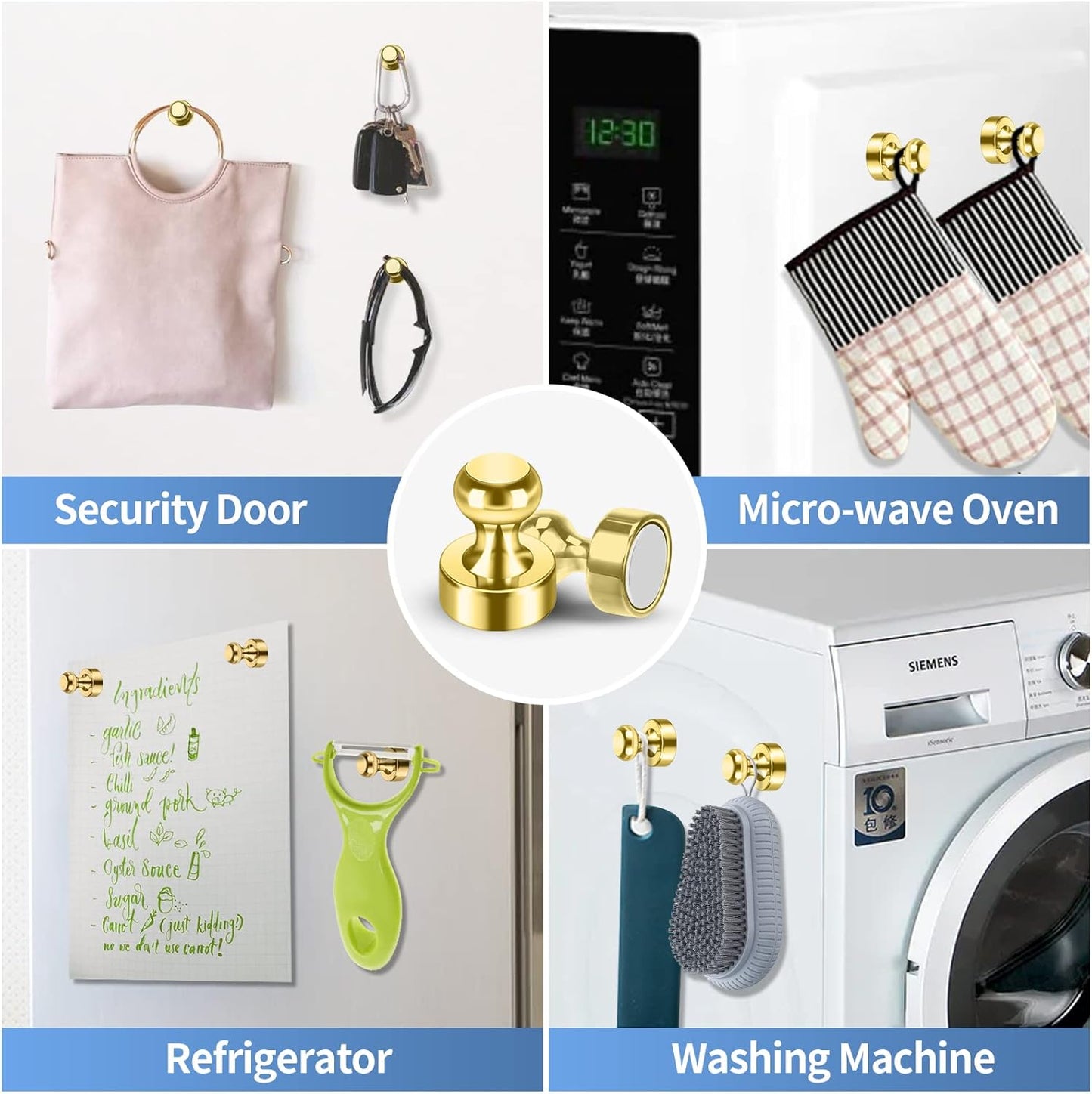 12Pack Gold Magnets for Whiteboard Cute Fridge Magnet Small Refrigerator Magnets Office Magnets for Fridge Whiteboard Billboard in Kitchen Home Classroom School