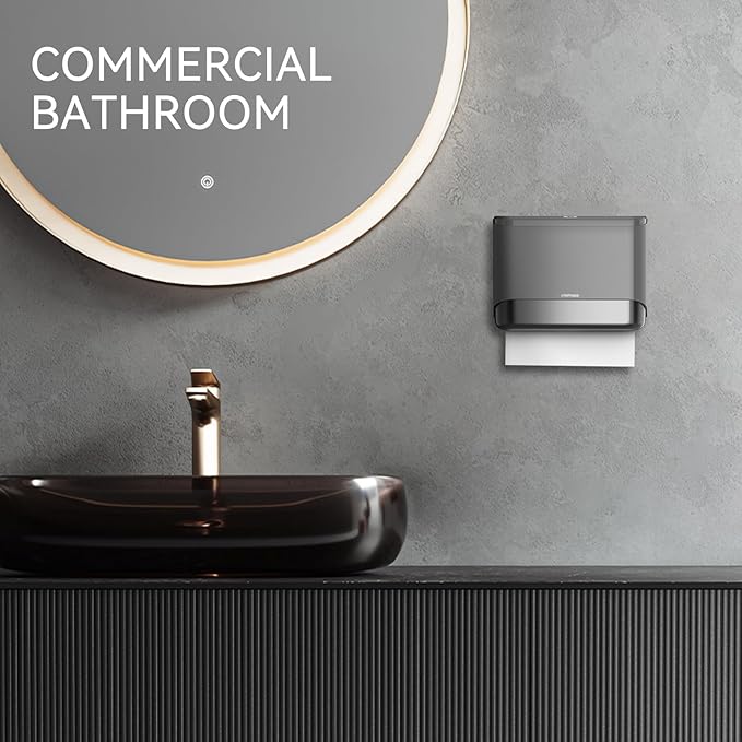 Commercial Paper Towel Dispenser Wall Mount Adhesive Multifold Trifold cFold Folded Paper Hand Towel Dispenser for Bathroom 10.7" L x 3.7" W x 8" H