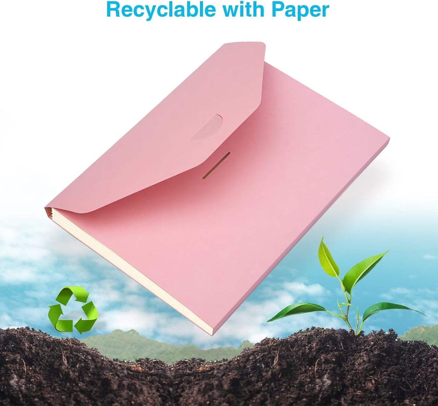 Blue Lake ECOLIFE Expanding File Folder Accordion Folders ECO Friendly 6 Pocket Organizer Pink