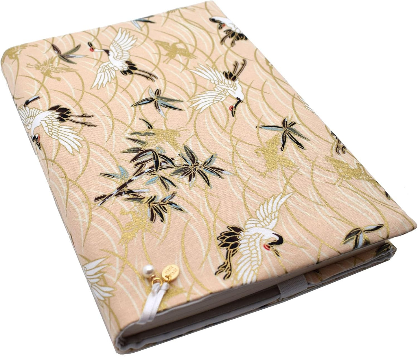 BLBMH Book Covers for Paperbacks Fit for 5.5x8.5 inch Book Bible Adjustable Book Sleeve Cover for Women Over 15 Soft Cloth Protector for Bible Novels - Crane Beige