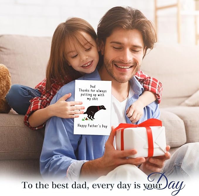 FaCraft Funny Fathers Day Card for Dog Dad, 4 x 6, Happy Naughty Fathers Day Gift Card, with Envelope, for Father from Wife Daughter Son Dog