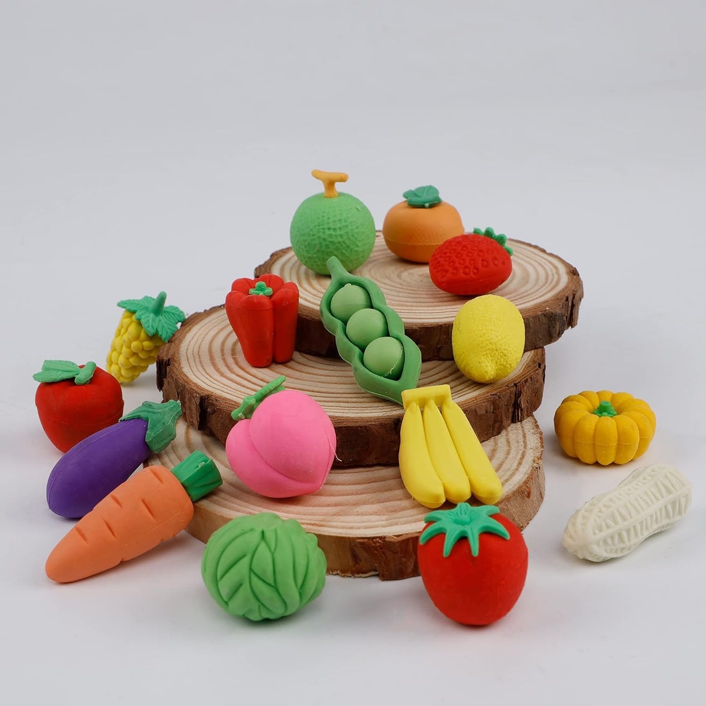 72 Pcs Assorted Fruit Pencil Erasers Toy Set, Mini Vegetable Puzzle Erasers Bulk, 3D Come Apart Gift for Kids Reward Party Favors (Fruit and Vegetable)