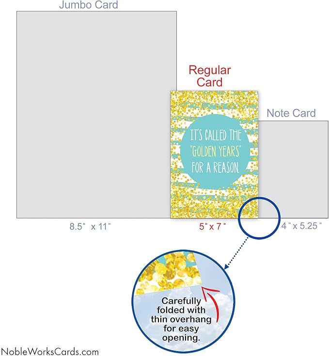 NobleWorks - Funny Happy Birthday Note Card with Envelope (4.63 x 6.75 Inch) - Bday Greeting Card for Women and Men - Congrats Bday Celebration Notecard - Golden Spelling C9570BDG