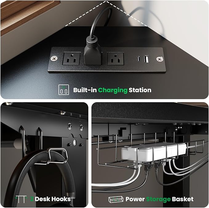SIAGO L-Shaped Standing Desk - 63 x 55 Inch Adjustable Corner Standing Desk with Charging Station - L Shape Sit Stand Table with Memory Controller, Splice Board for Home Office