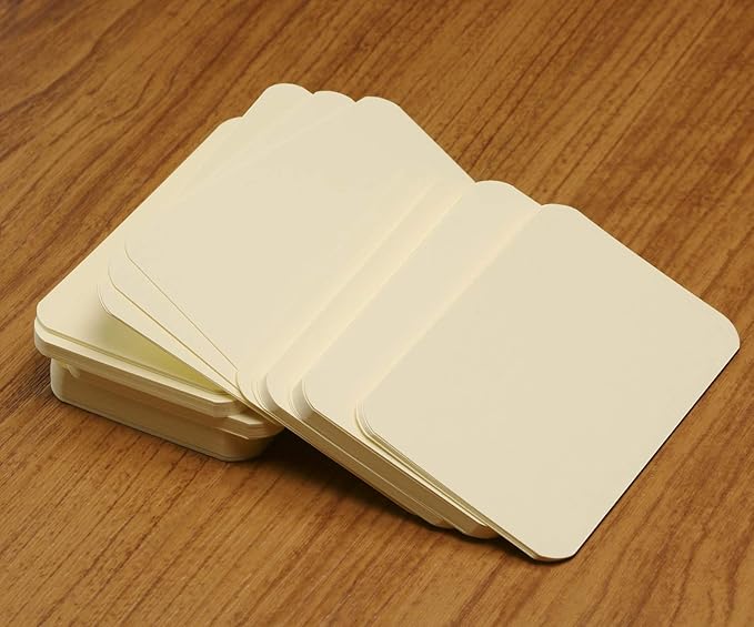 Penta Angel 100 Pcs Mini Paper Blank Gift Notes Cards DIY Craft Small Word Business Message Cards (Beige)